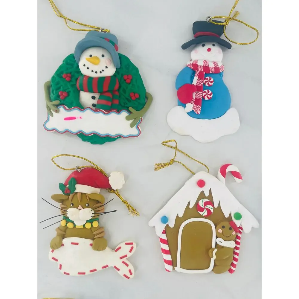 Set of 11 Christmas Clay Ornaments